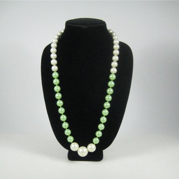 Imitation Pearl Beaded Necklace 32 inch Vintage 1960 1950 MOD MCM Strand - Picture 5 of 9